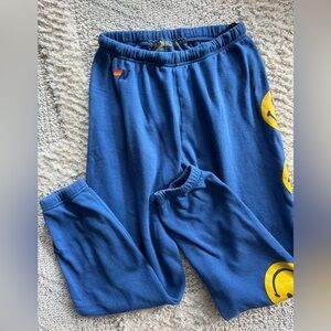 Aviator Nation Blue Smiley Face Sweatpants